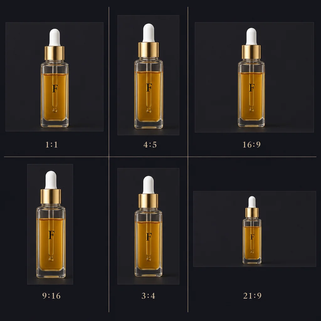 Marketplace image specification grid for Amazon, Shopify, Etsy, and Google Shopping