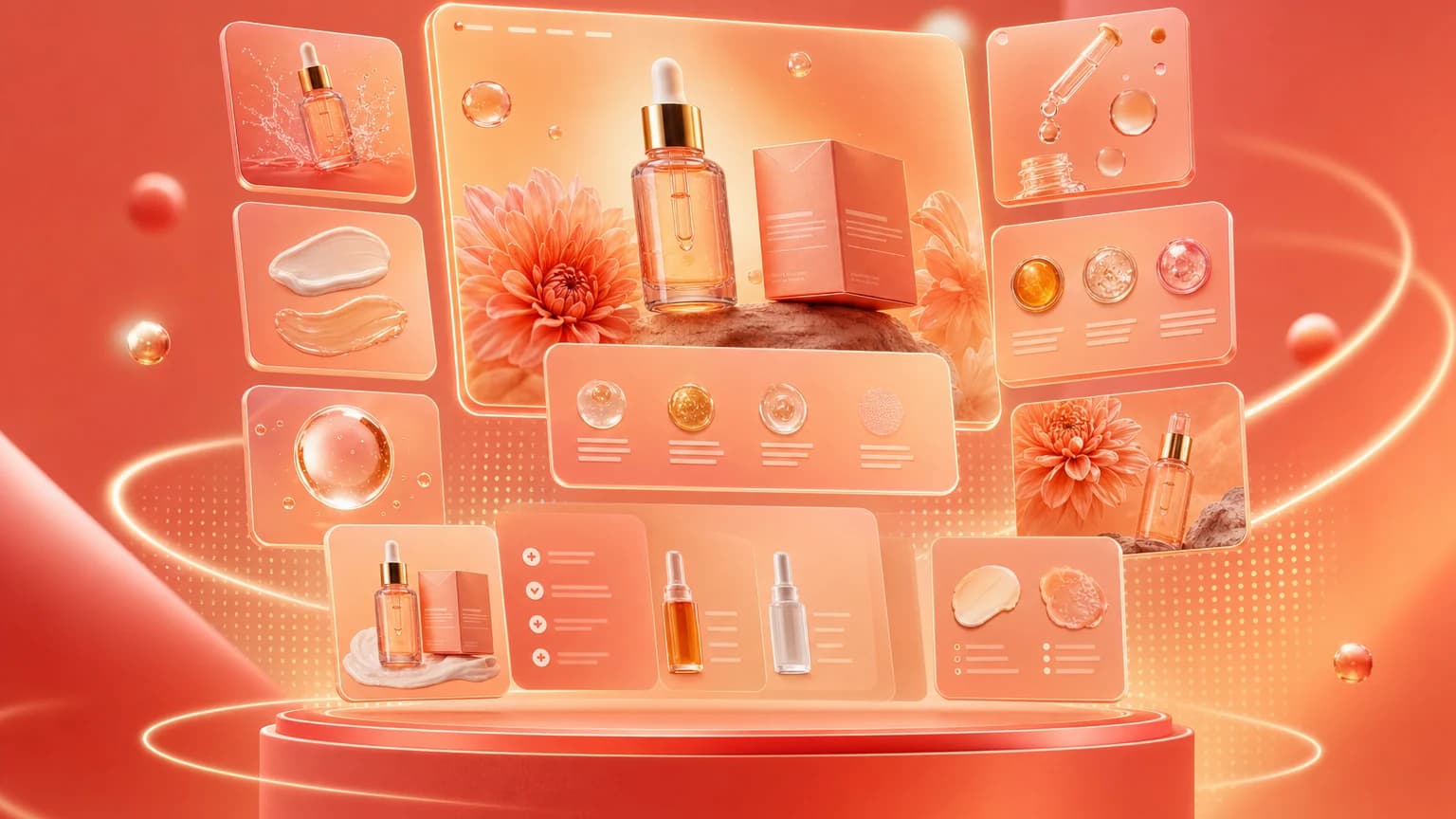 Amazon launch image stack for a skincare product line