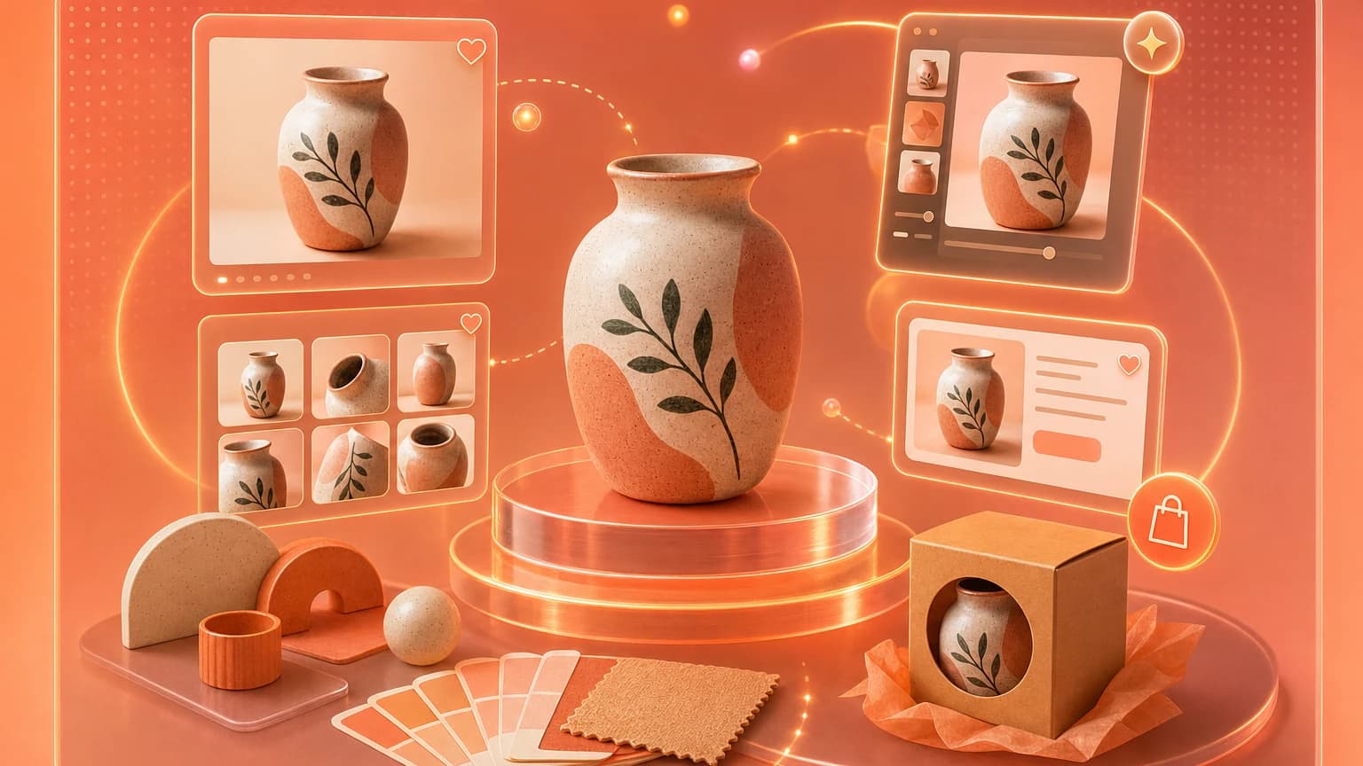 Handmade Etsy product imagery with lifestyle and packaging scenes