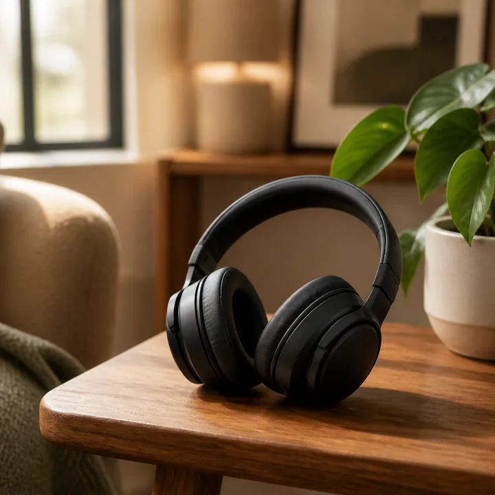 Headphones in a lifestyle scene