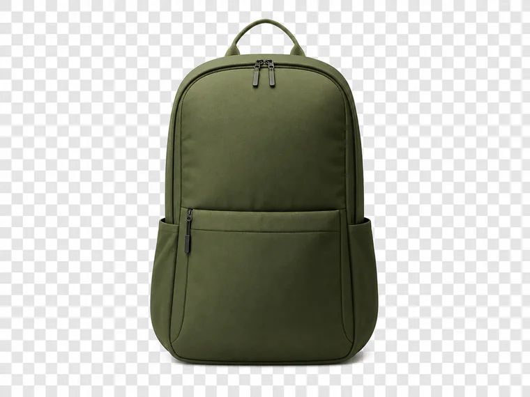 Green backpack with background removed