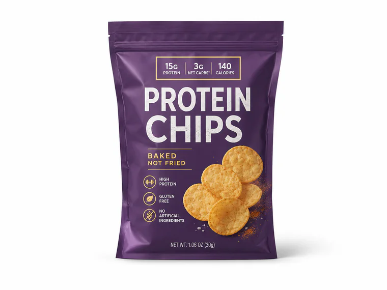 Protein chips product pack on white