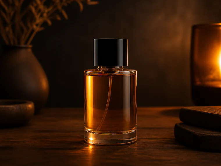 Perfume bottle on a premium dark background